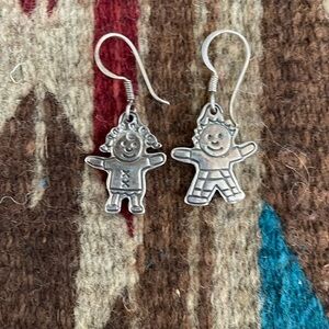 Unique Sterling Silver Boy and Girl Hook Dangle Earrings